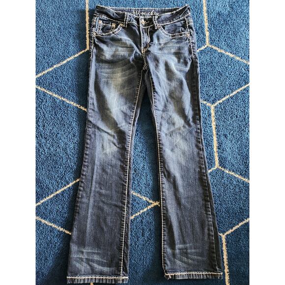 Miss Chic Women's Embellished Boot Cut Dark Wash Denim Jeans-9 - Picture 7 of 10